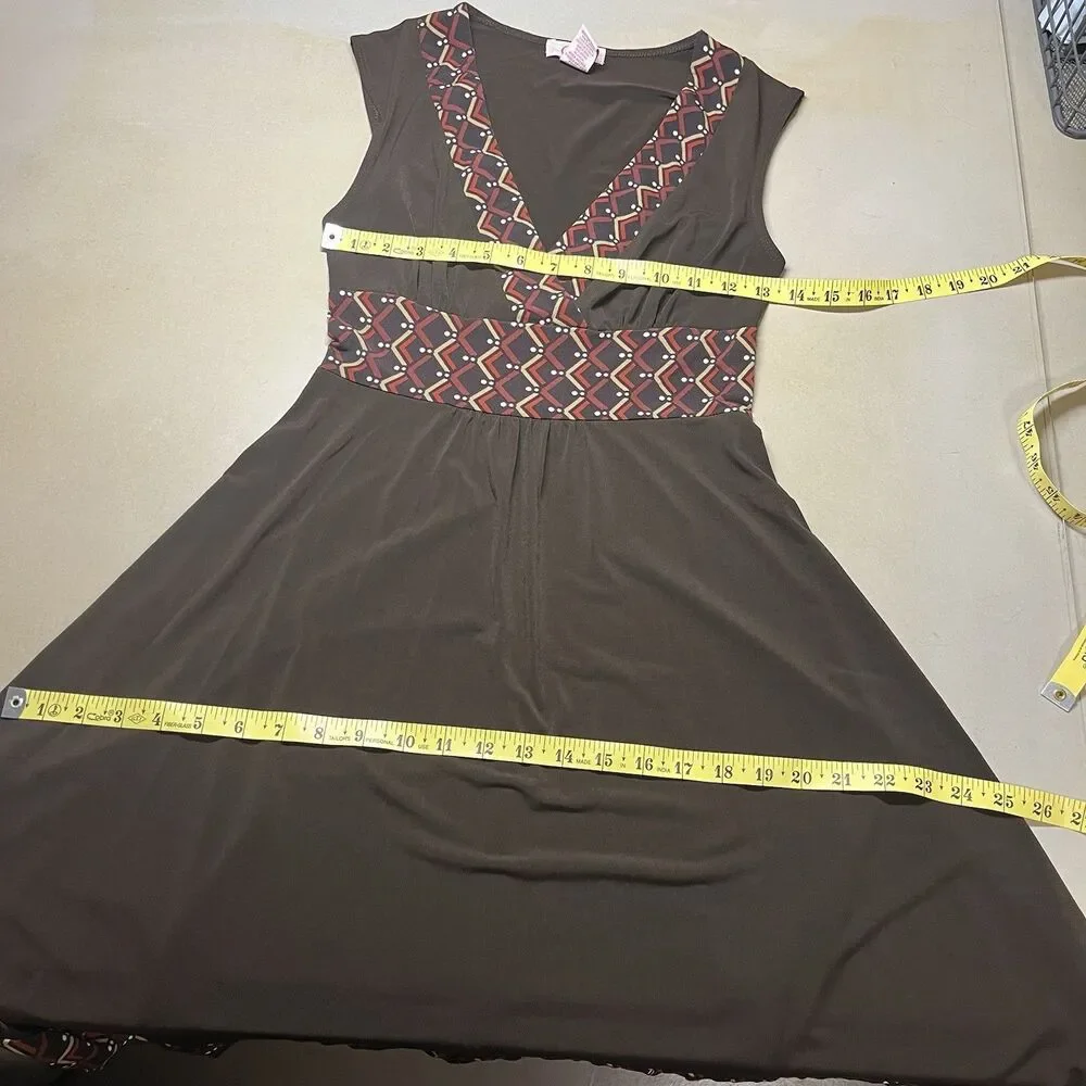 Vintage Candies Womens Y2K Babydoll Dress Size Small Preppy Brown Geometric